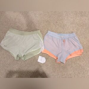 Set of TWO Large Women's Running Shorts- UNDER ARMOUR/HIND Brands